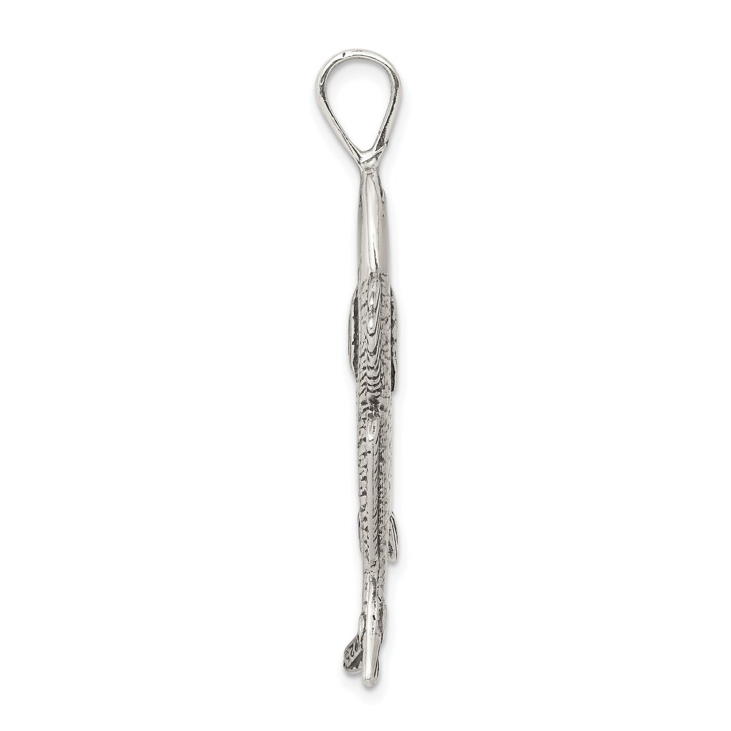 Sterling Silver Antiqued & Textured Fish Pendant