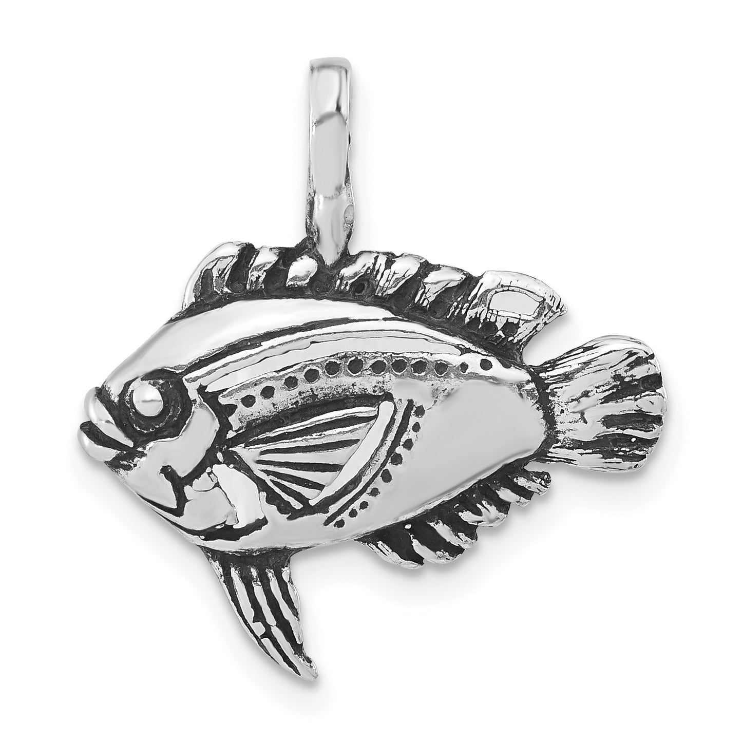 Sterling Silver Antiqued & Textured Fish Pendant