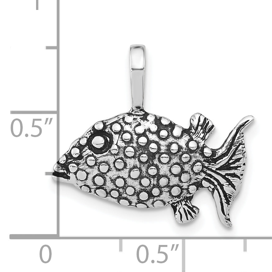 Sterling Silver Antiqued & Textured Blowfish Pendant