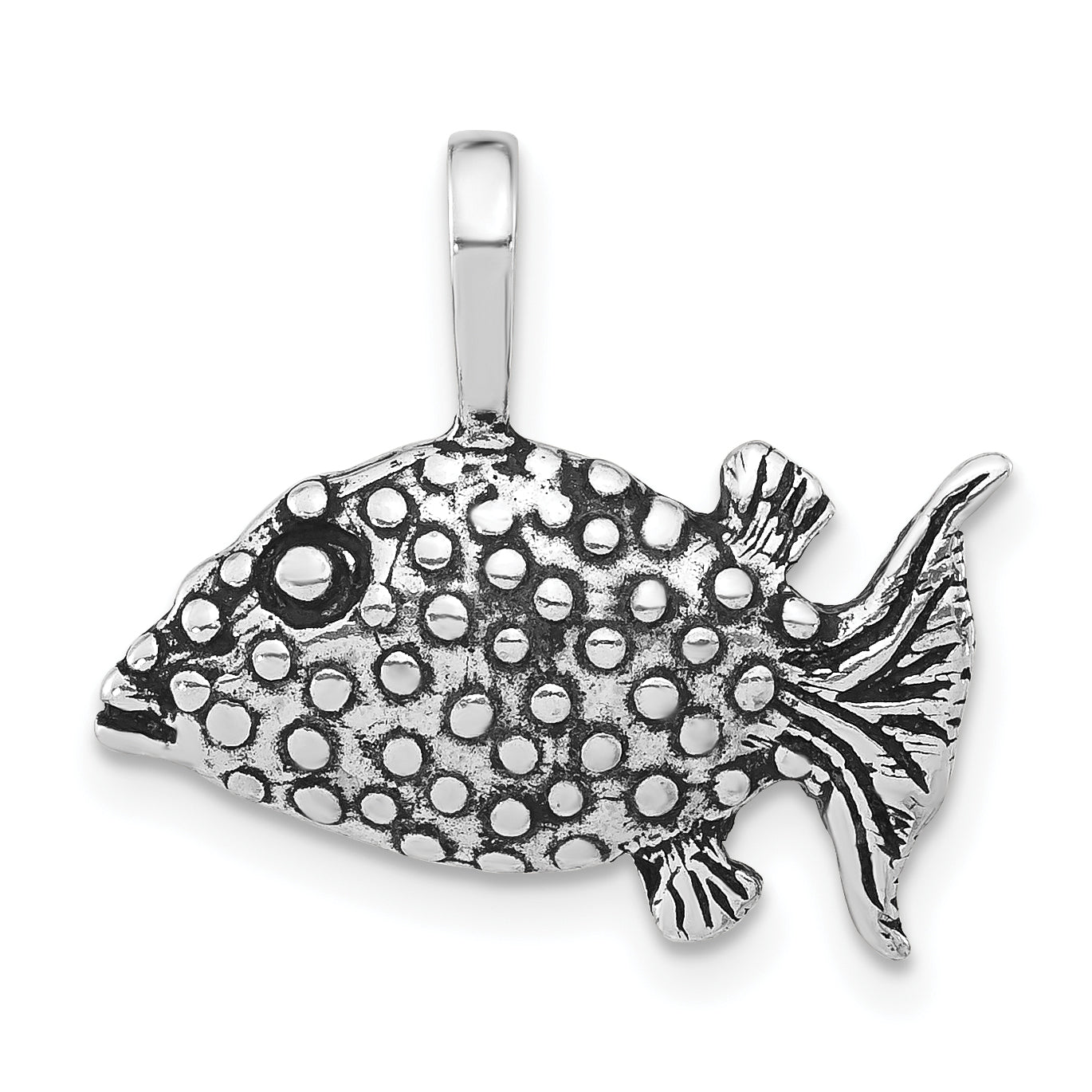 Sterling Silver Antiqued & Textured Blowfish Pendant