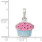 Sterling Silver Polished Enamel Cupcake Child Pendant