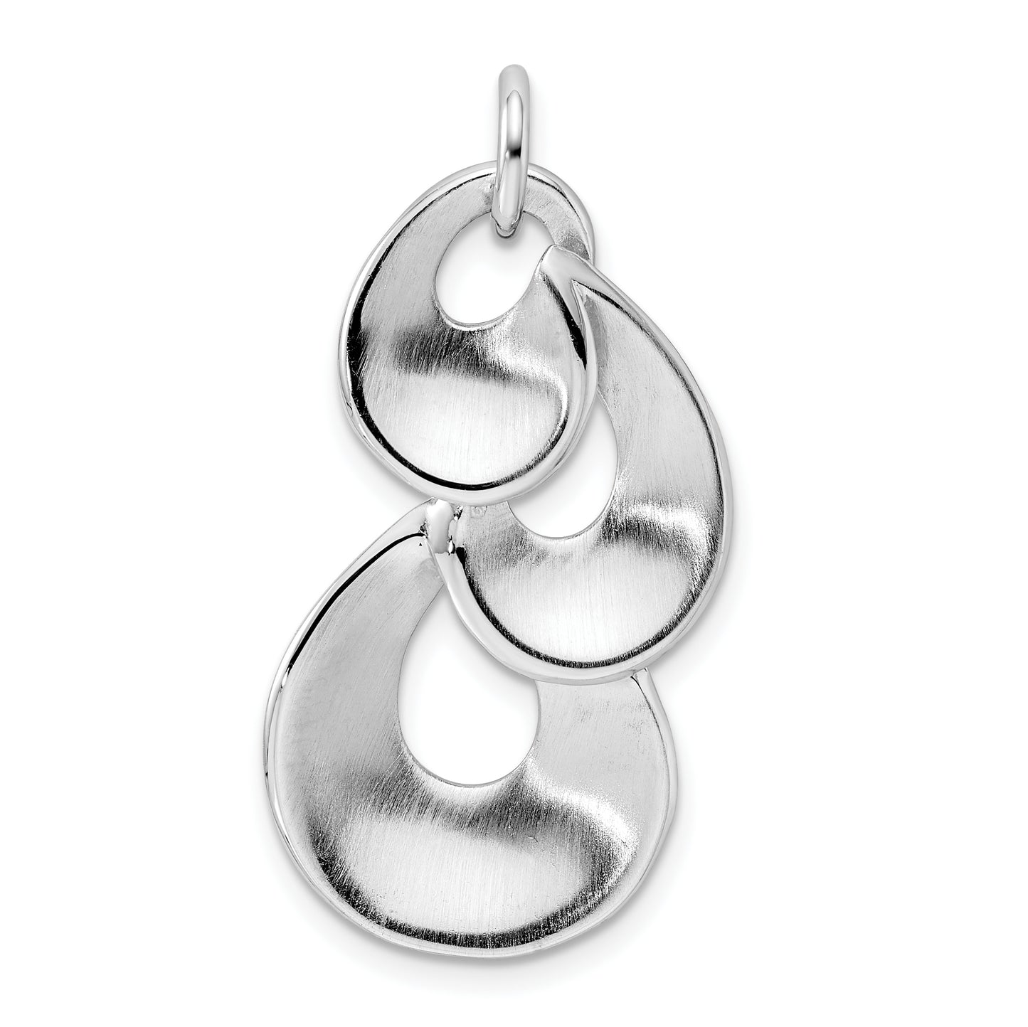 Sterling Silver Rhodium-Plated Polished & Satin Drop Pendant