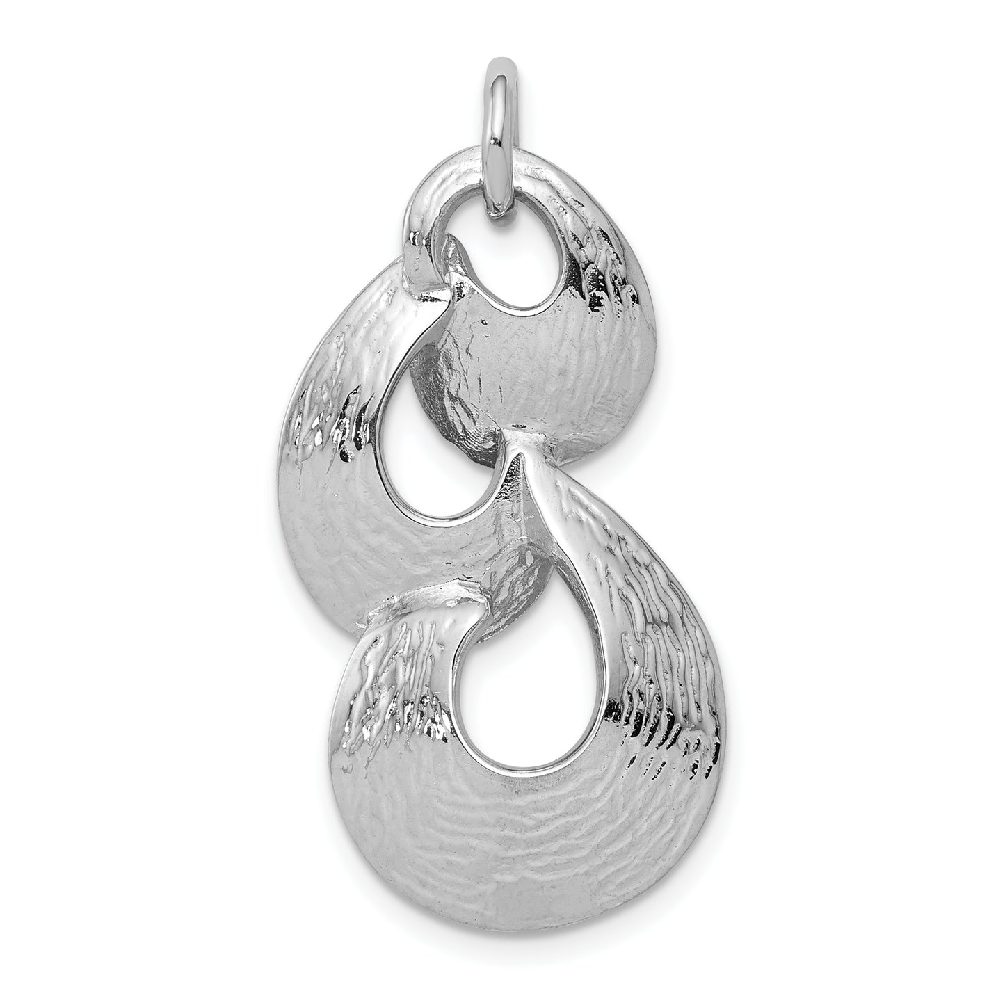 Sterling Silver Rhodium-Plated Polished & Satin Drop Pendant