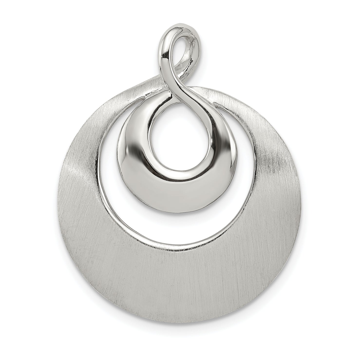 Sterling Silver Rhod-Pltd Polished/Satin Infinity Swirl Chain Slide Pendant