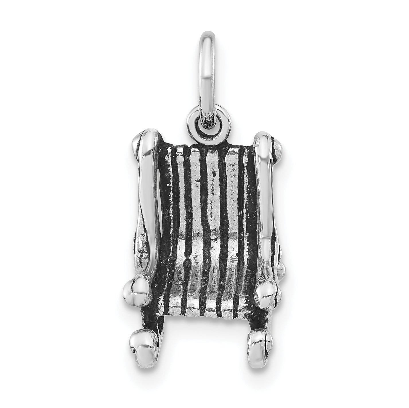 Sterling Silver 3-D Antiqued Rocking Chair Pendant