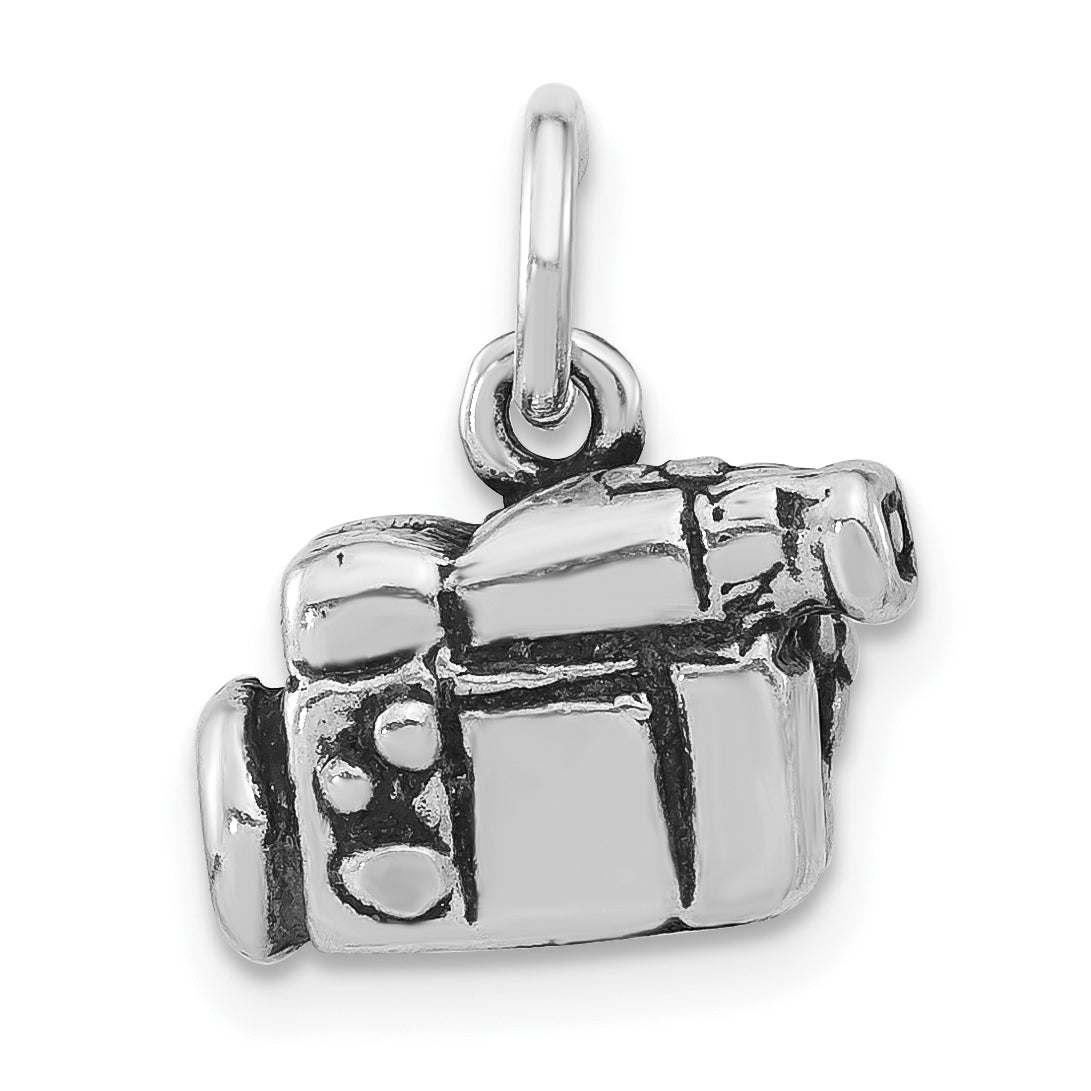 Sterling Silver Antiqued 3-D Video Camera Pendant