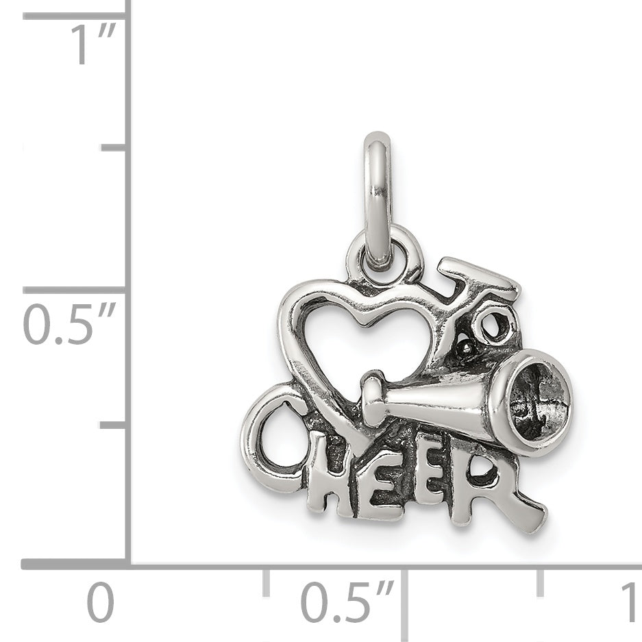 Sterling Silver Polished Antiqued I Love Cheer Pendant