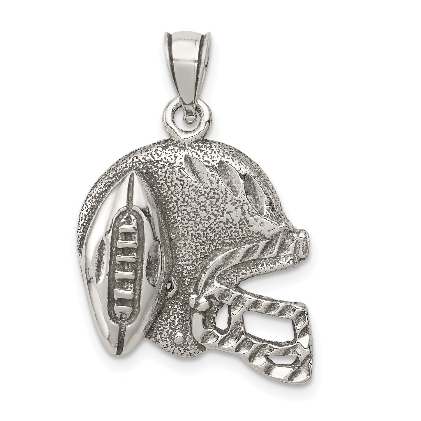 Sterling Silver Antiqued Football & Helmet Pendant