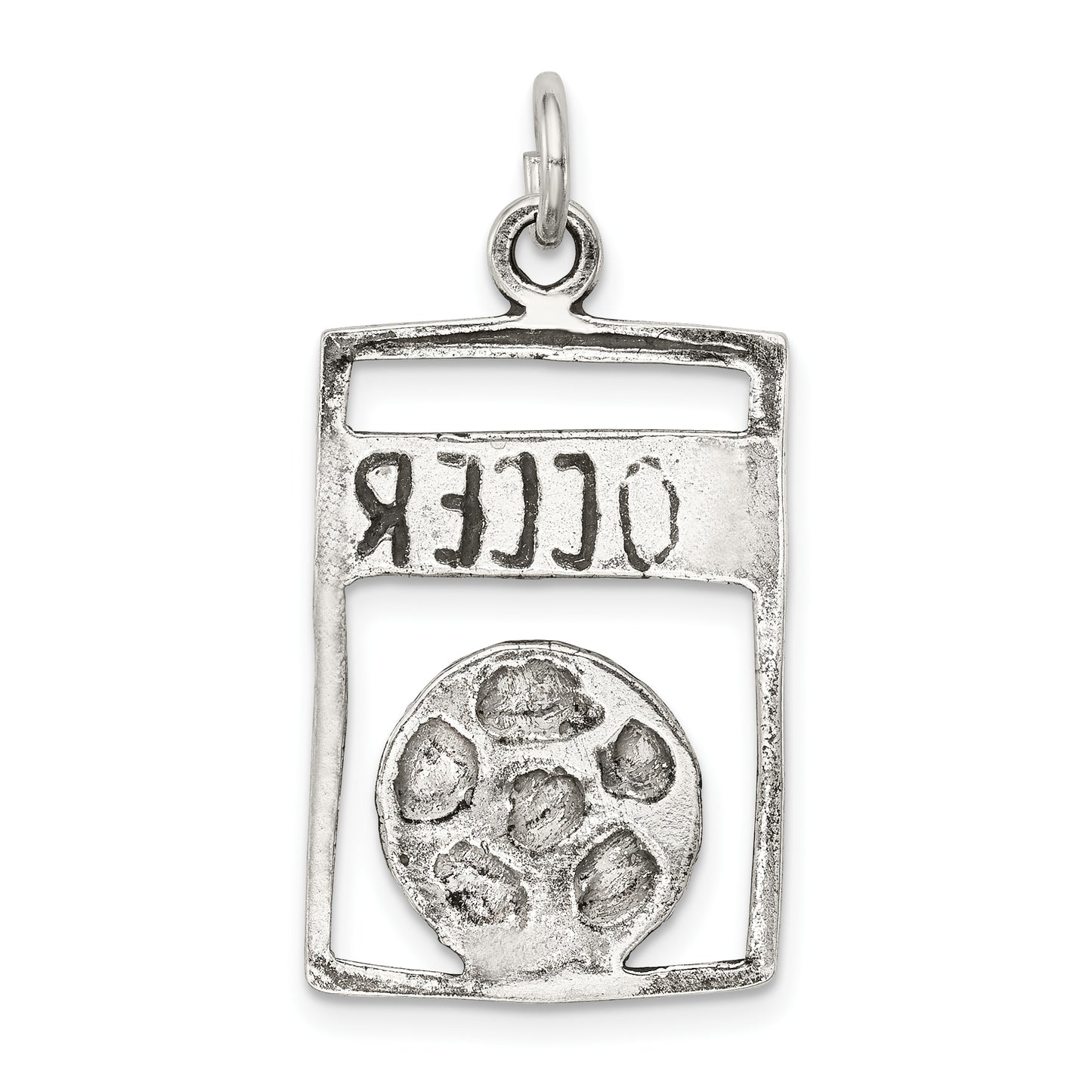 Sterling Silver Antiqued Soccer Rectangle Pendant