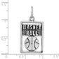 Sterling Silver Antiqued Basketball Rectangle Pendant