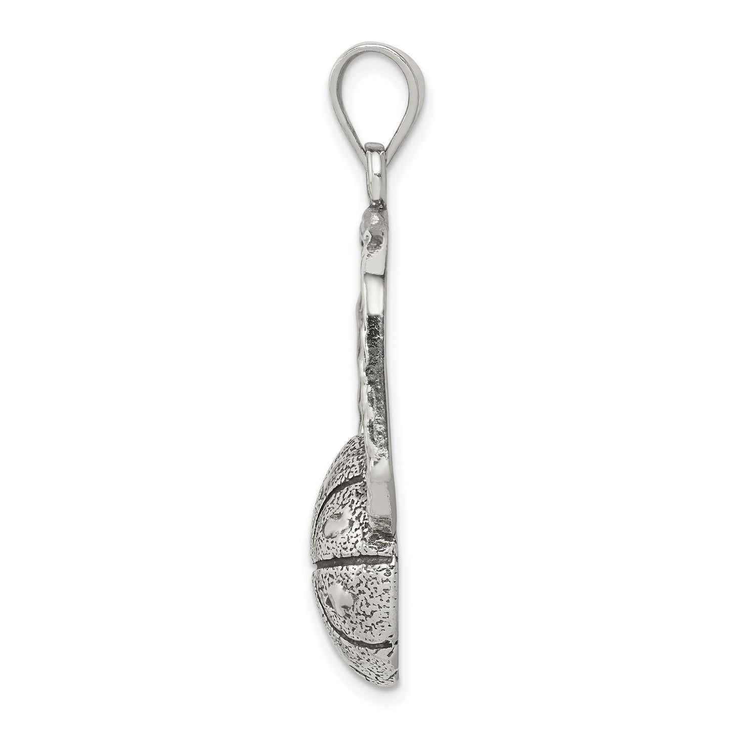 Sterling Silver Antiqued & Textured Basketball With Backboard Pendant