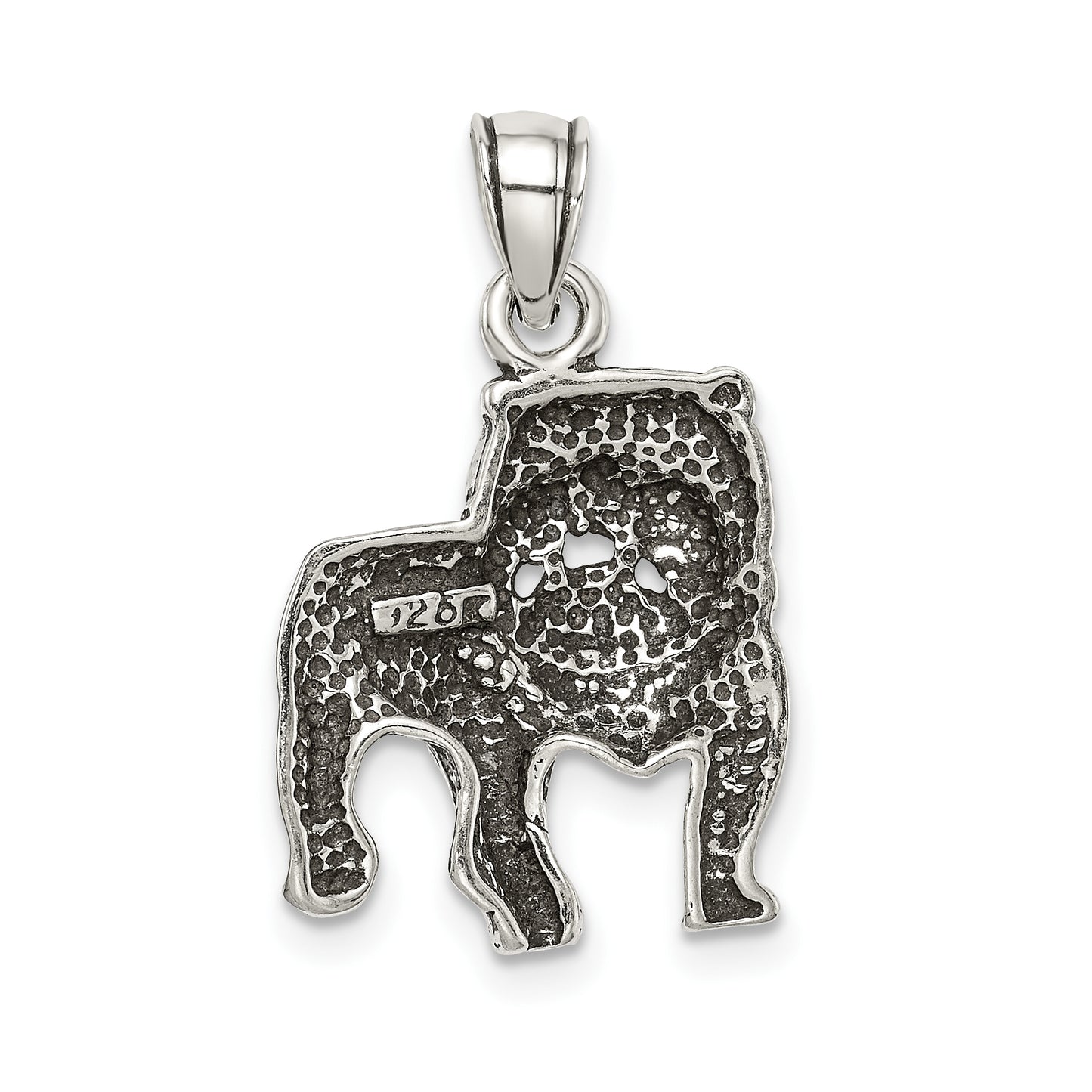 Sterling Silver Antiqued Bulldog Pendant