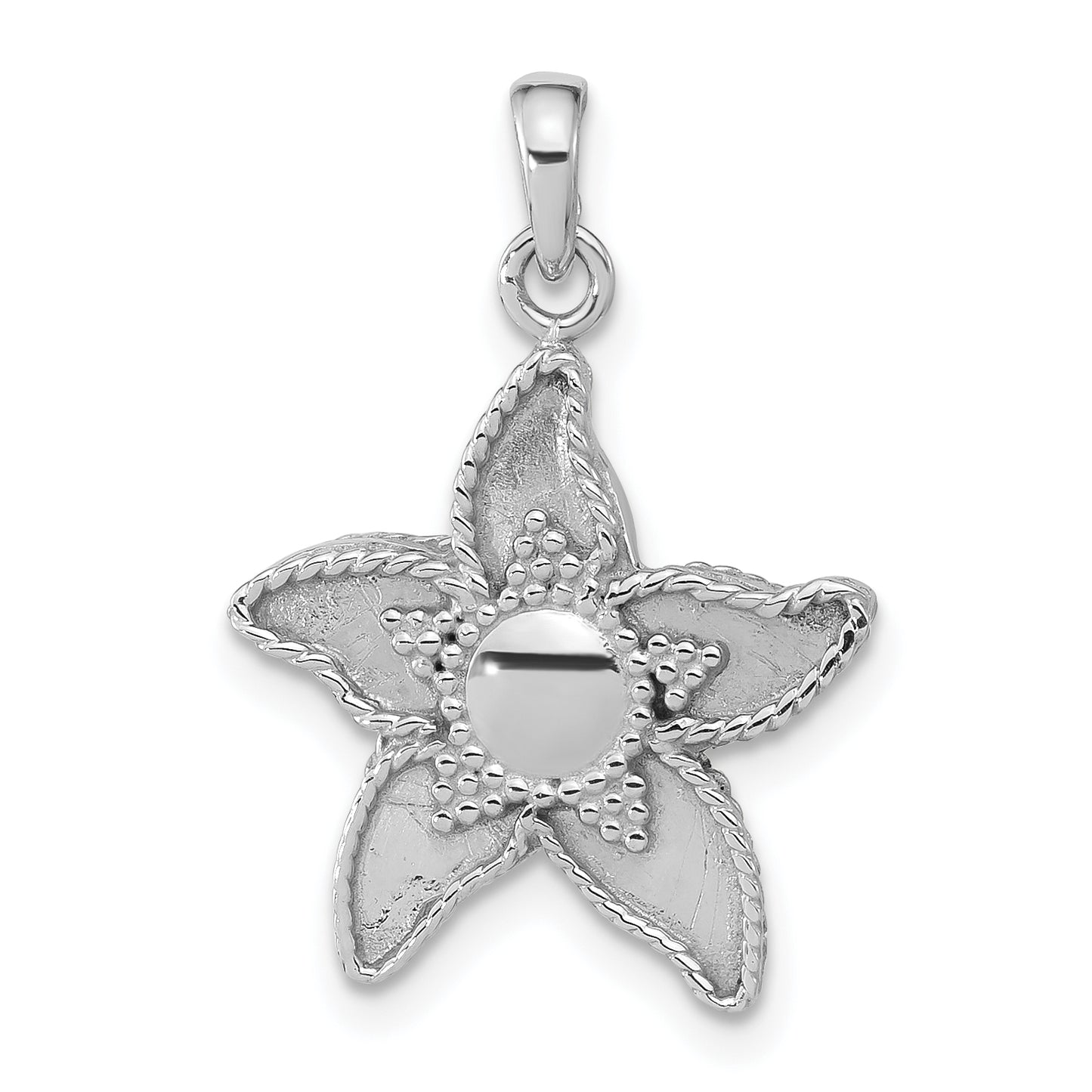 Sterling Silver Polished & Antiqued Flower Pendant