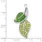 Sterling Silver Preciosa Crystal & Enameled Green Leaves Slide Pendant