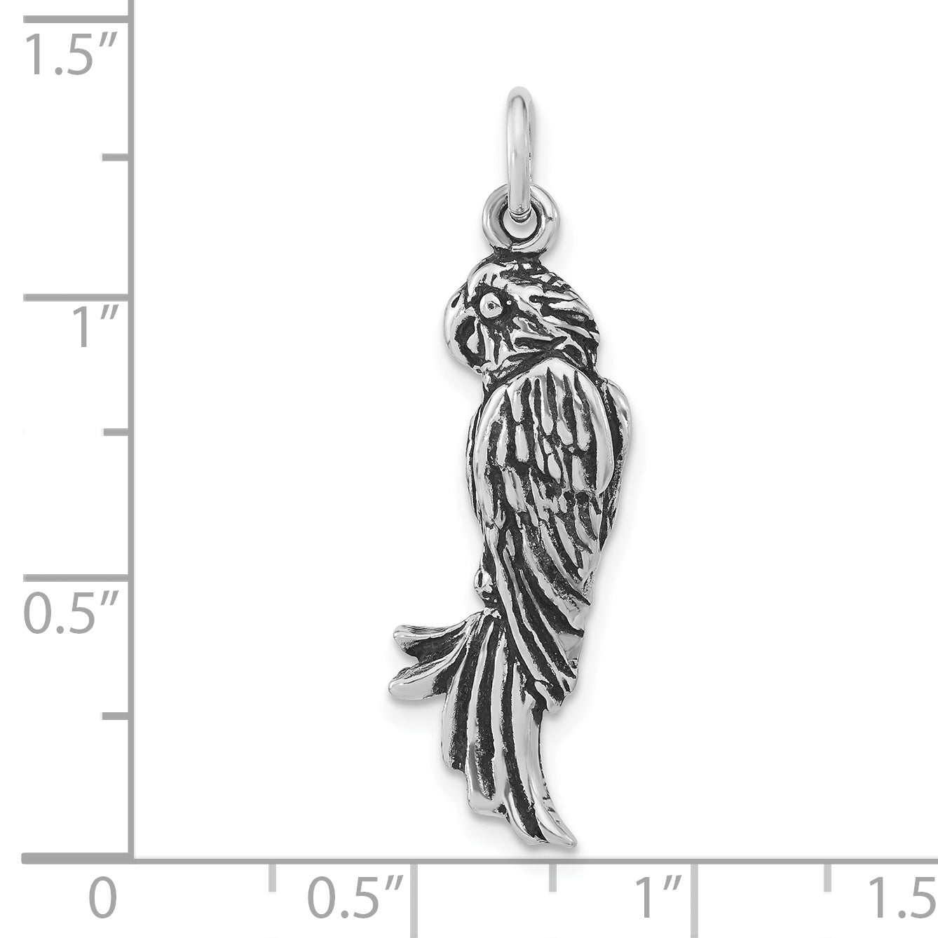 Sterling Silver Polished & Antiqued Parrot Pendant