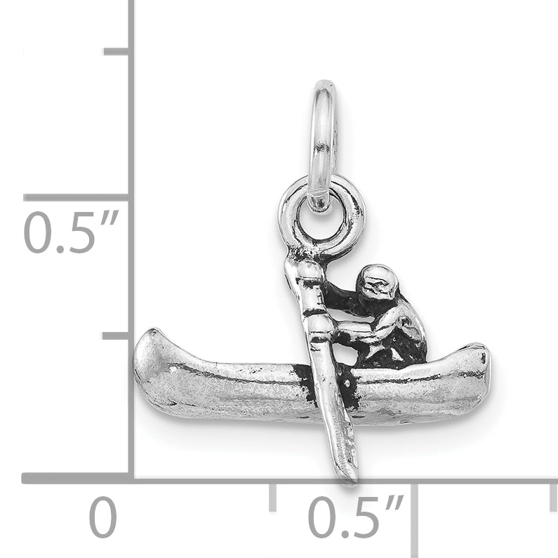 Sterling Silver Antiqued 3D Man Rowing Boat Pendant