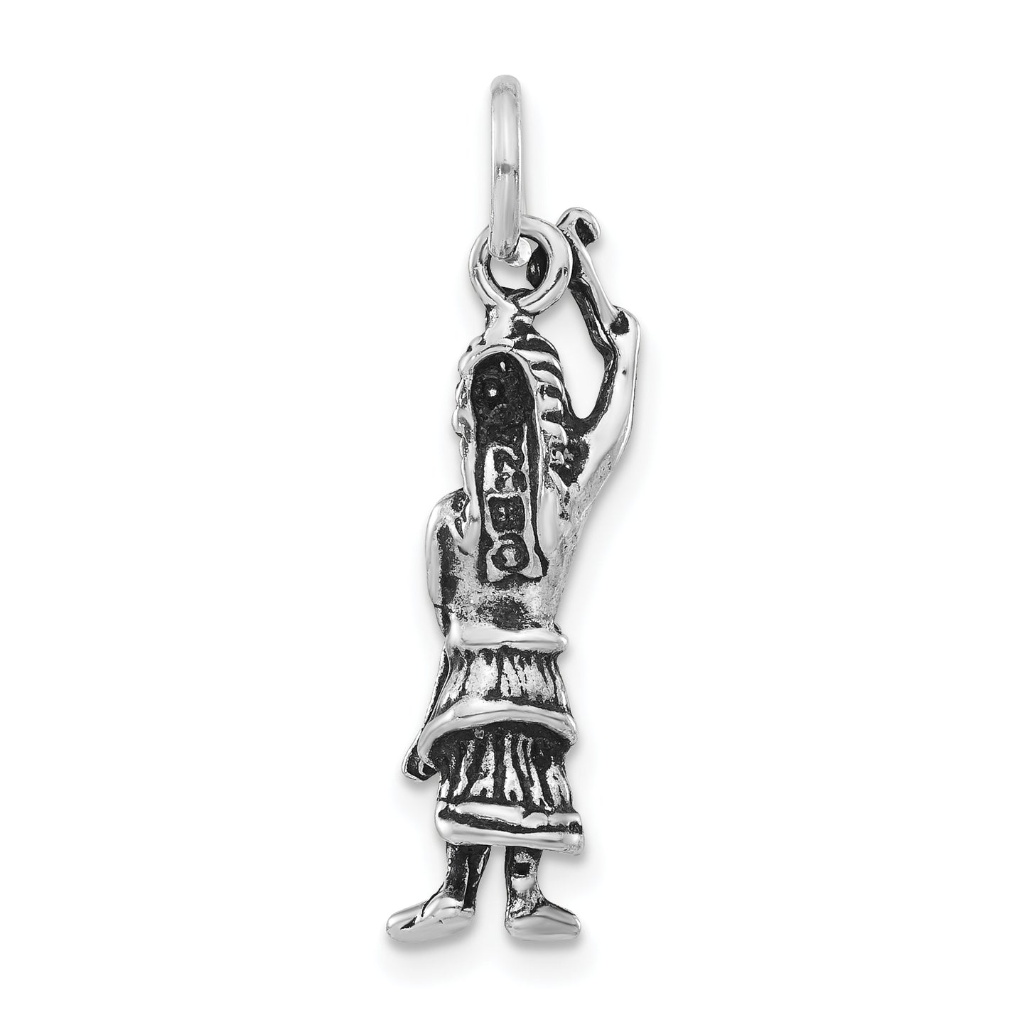 Sterling Silver Polished & Antiqued 3-D Indigenous Man Pendant