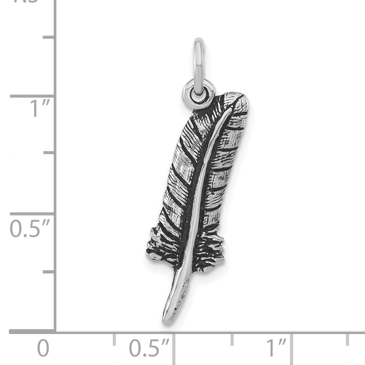 Sterling Silver Antiqued & Textured Feather Pendant