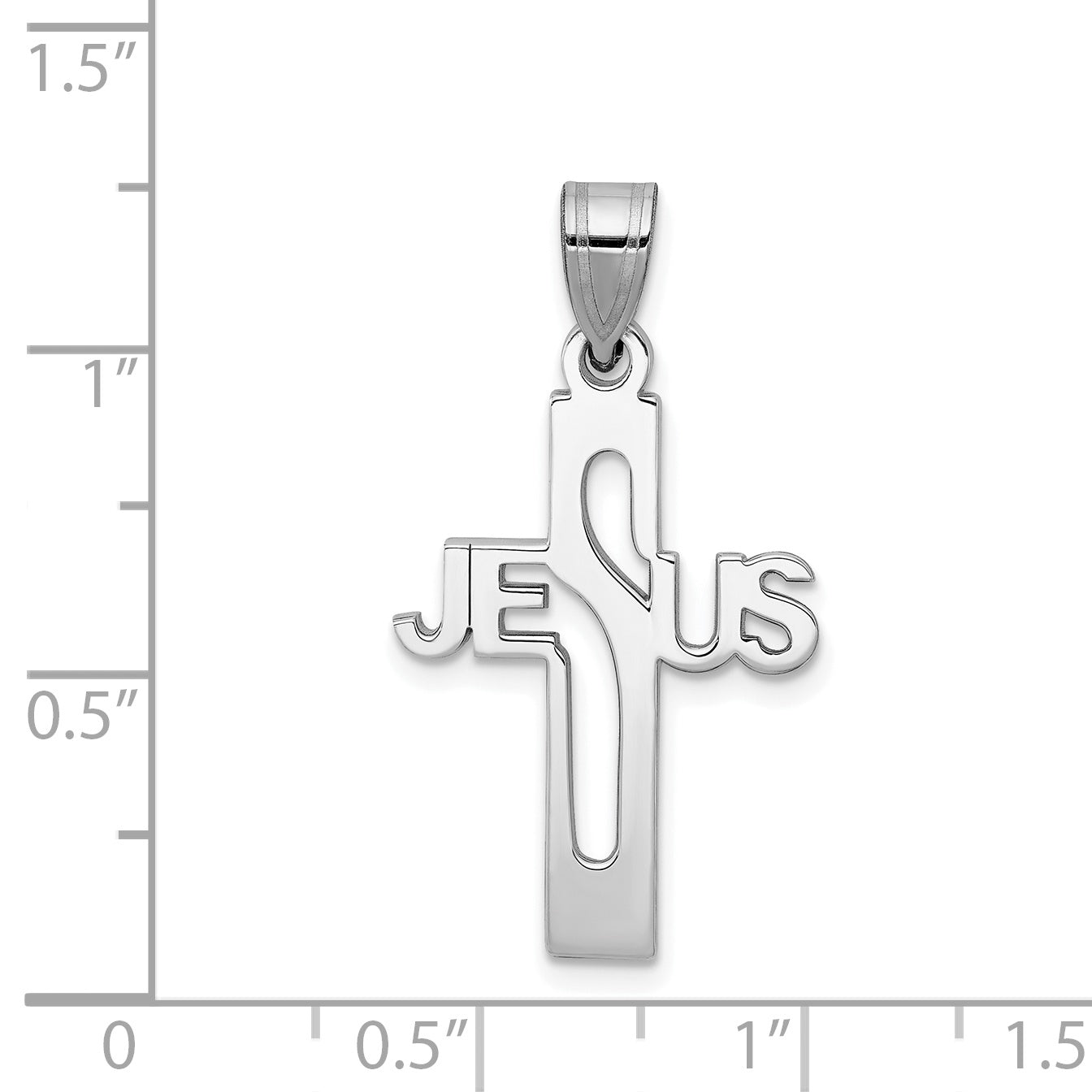 Sterling Silver Rhodium-Plated Jesus Cross Extra Small Pendant