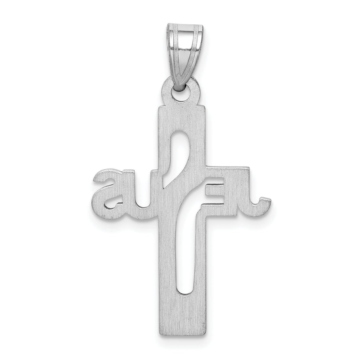 Sterling Silver Rhodium-Plated Jesus Cross Small Pendant