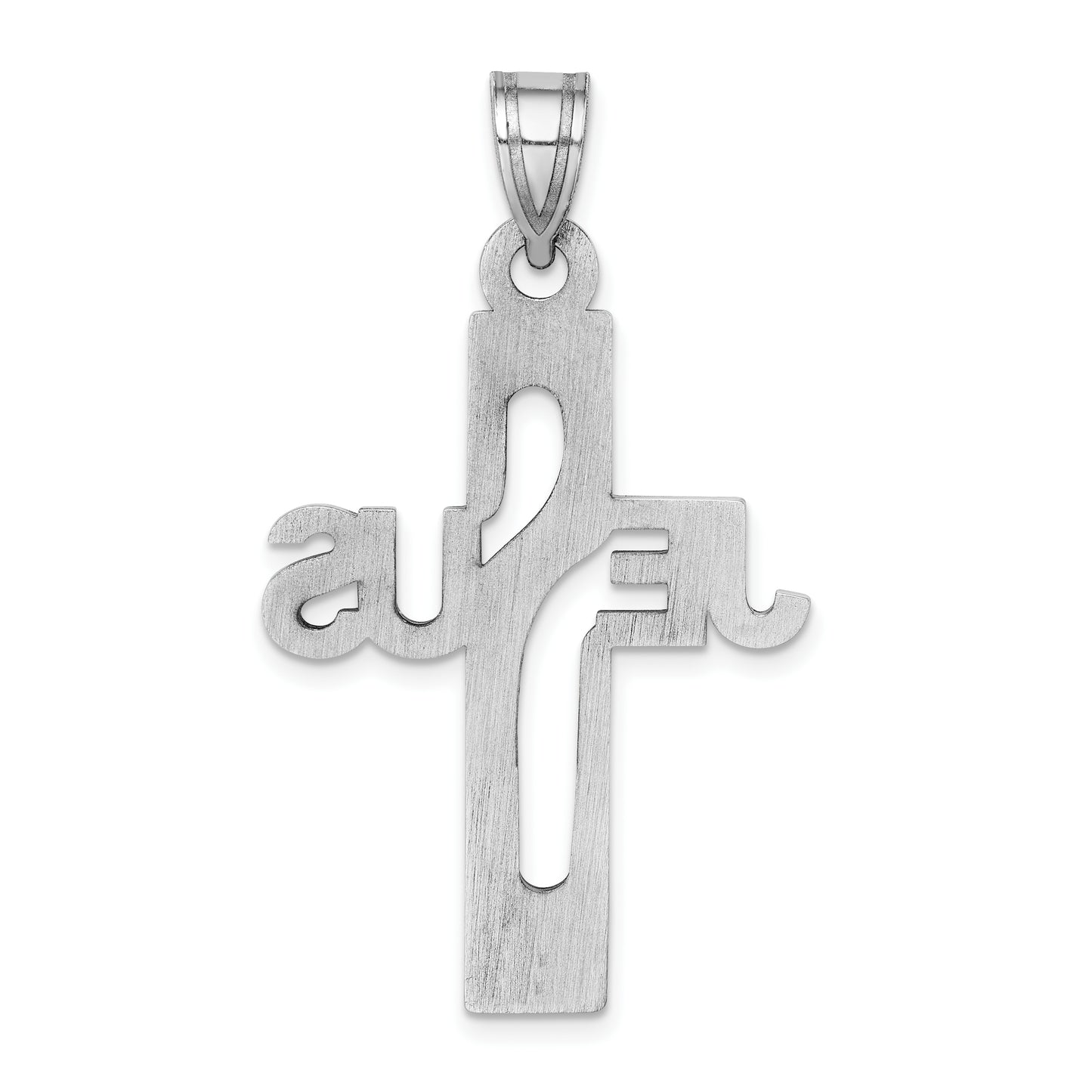 Sterling Silver Rhodium-Plated Jesus Cross Extra Large Pendant