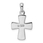 Sterling Silver Rhodium-Plated White Lab Created Opal Cross Pendant