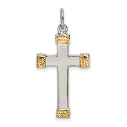 Sterling Silver & Gold-Plated Polished Cross Pendant