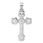 Sterling Silver Rhodium-Plated Cz Heart Cross Pendant