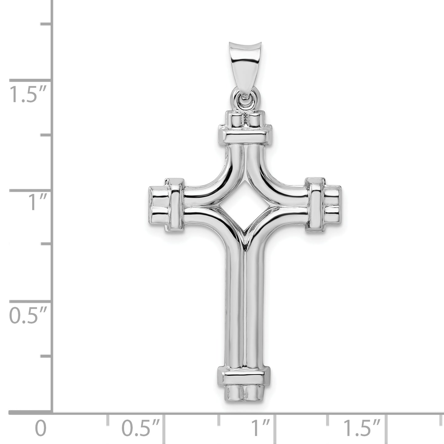 Sterling Silver Rhodium-Plated Polished Fancy Cross Pendant