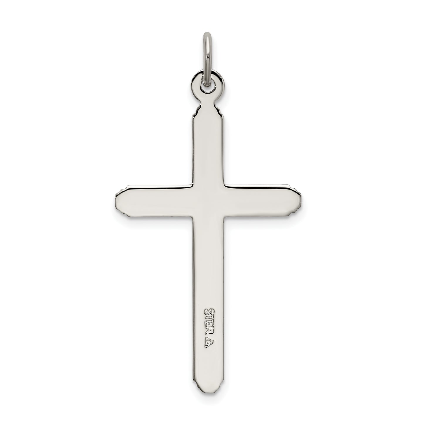 Sterling Silver Polished Grooved Cross Pendant