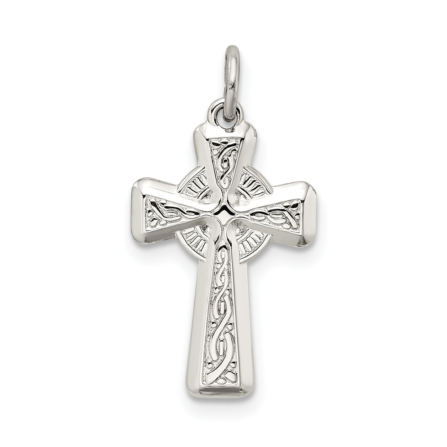 Sterling Silver Polished And Textured Celtic Cross Pendant