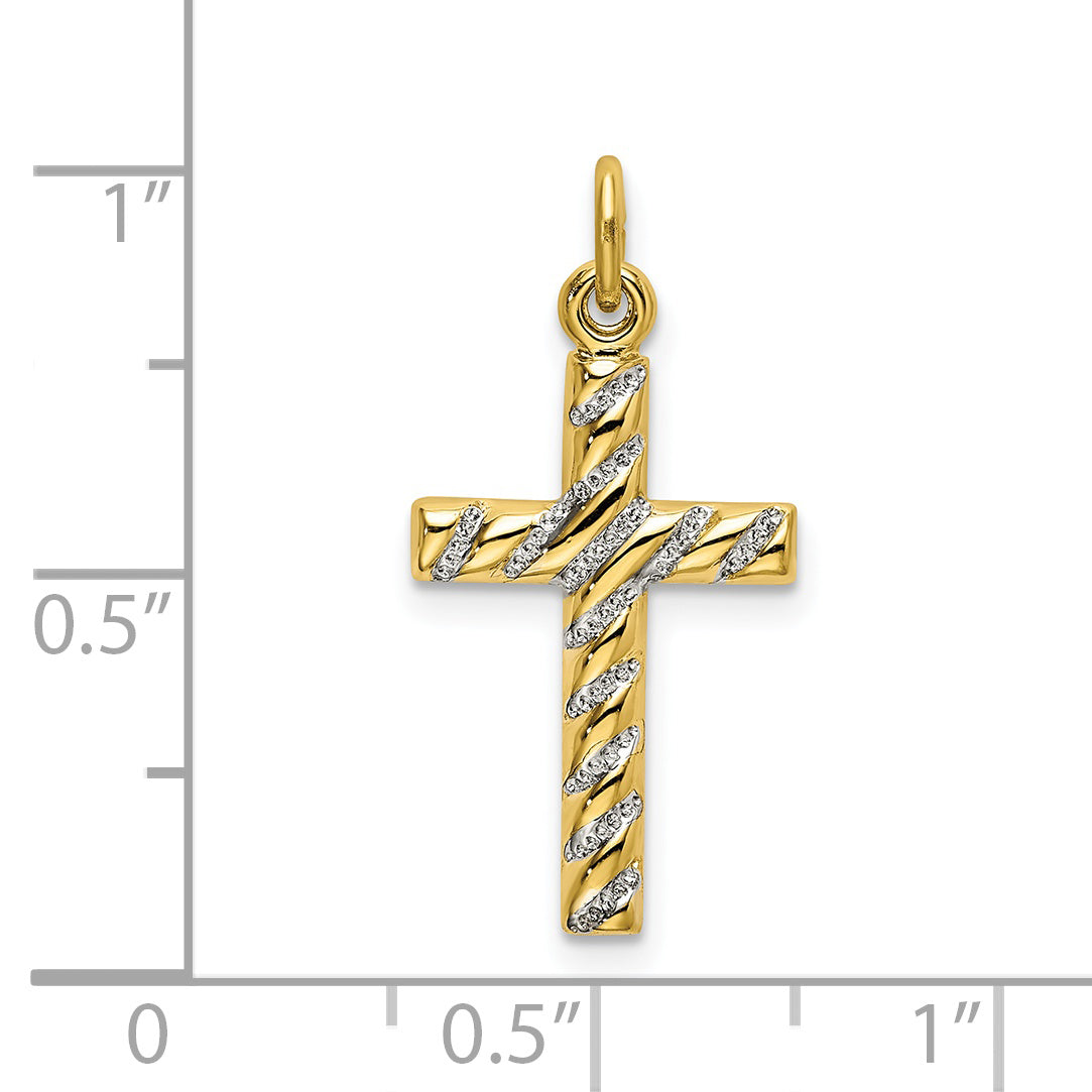 Sterling Silver Gold-Plated Polished And Texture Cross Pendant