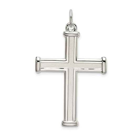 Sterling Silver Polished And Satin Cross Pendant