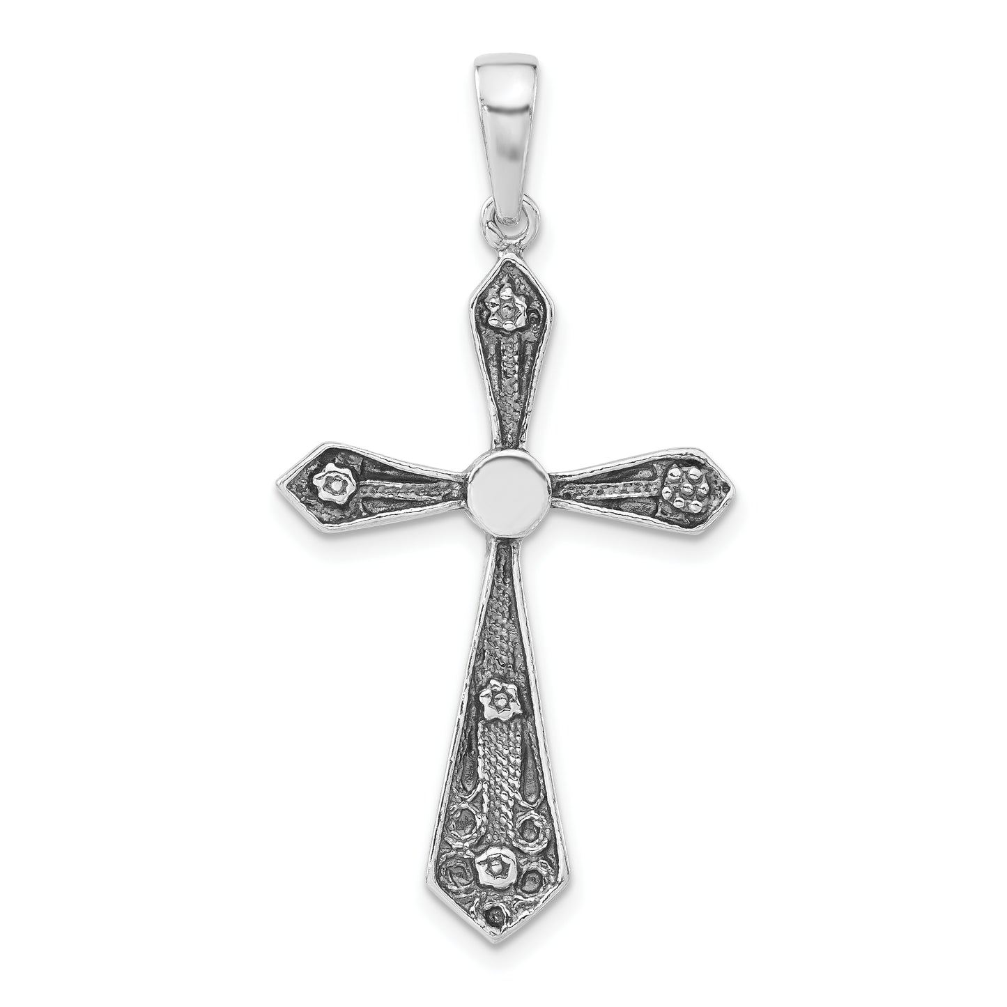 Sterling Silver Polished & Antiqued Passion Cross Pendant