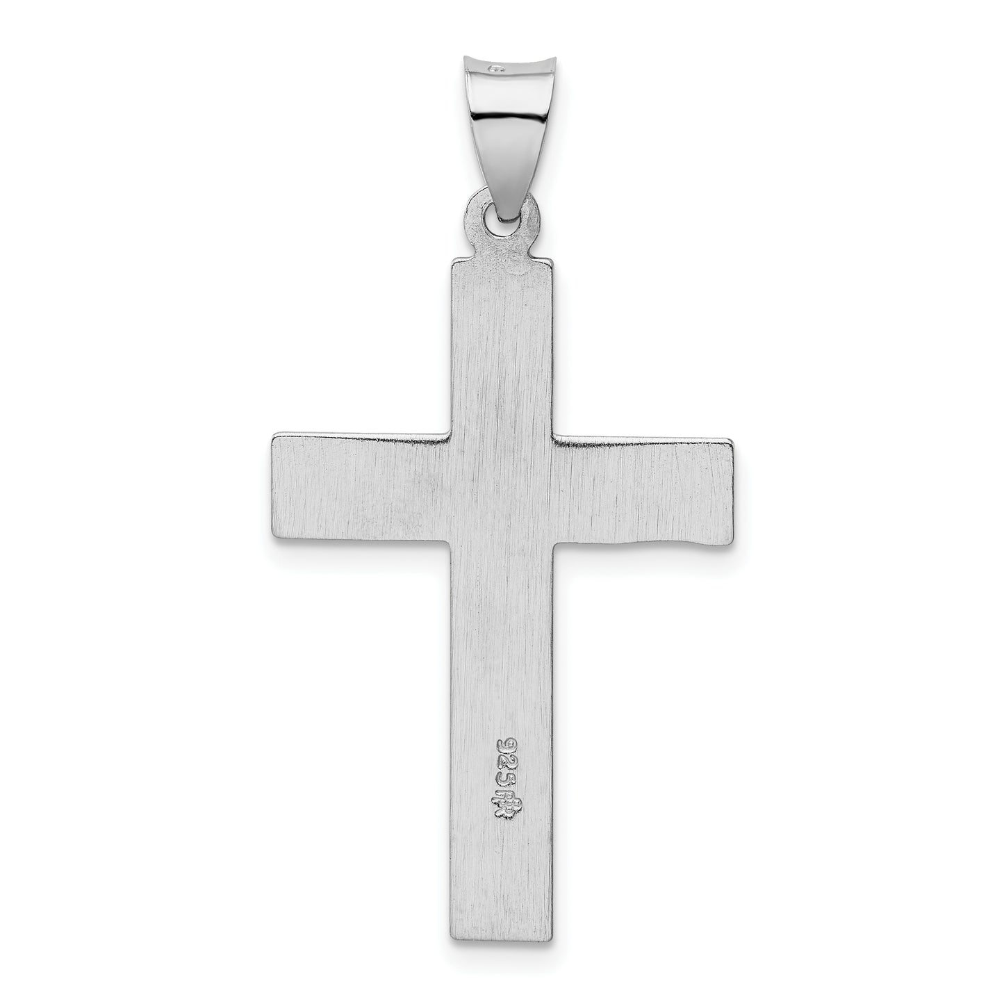 Sterling Silver Rhodium-Plated Polished Cross Pendant