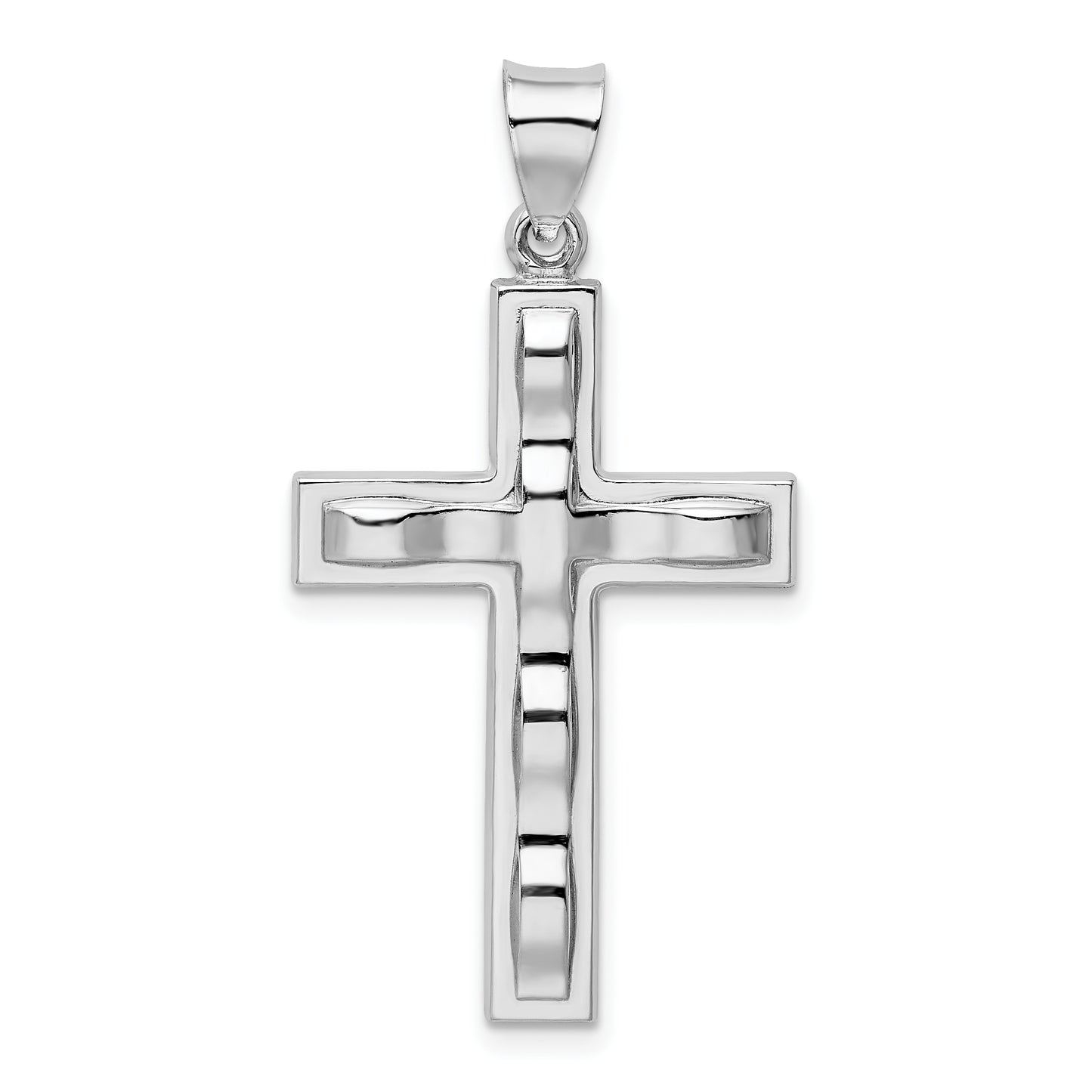 Sterling Silver Rhodium-Plated Polished Cross Pendant