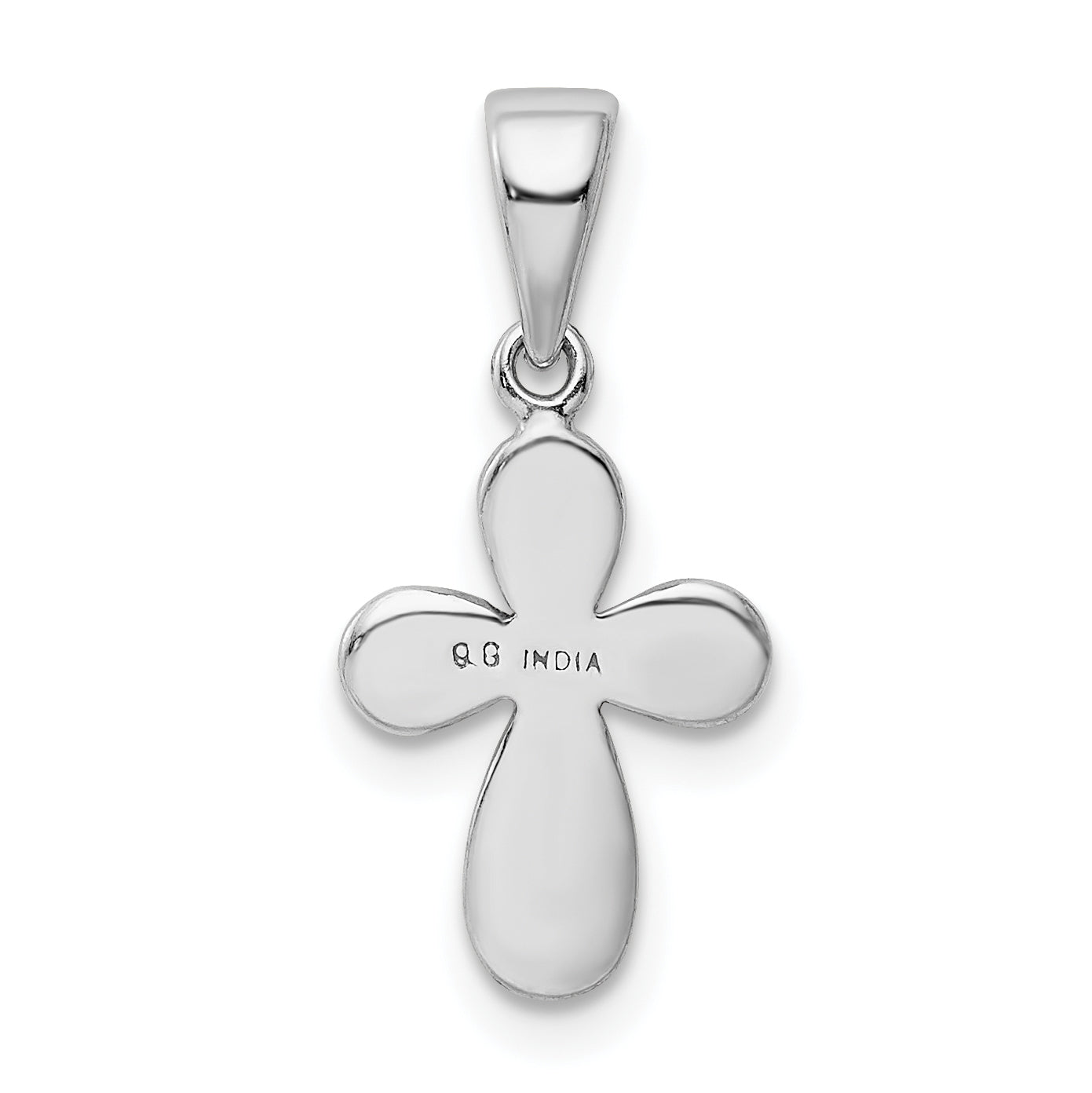 Sterling Silver Rhodium-Plated Enamel & Glitter Fabric Cross Pendant