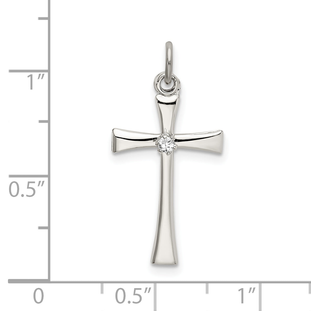 Sterling Silver Polished Cz Cross Pendant