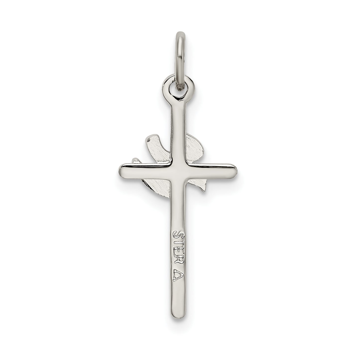 Sterling Silver Polished And Satin Dove Cross Pendant