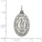 Sterling Silver Satin Antiqued Spanish Lady Of Guadalupe Medal Pendant