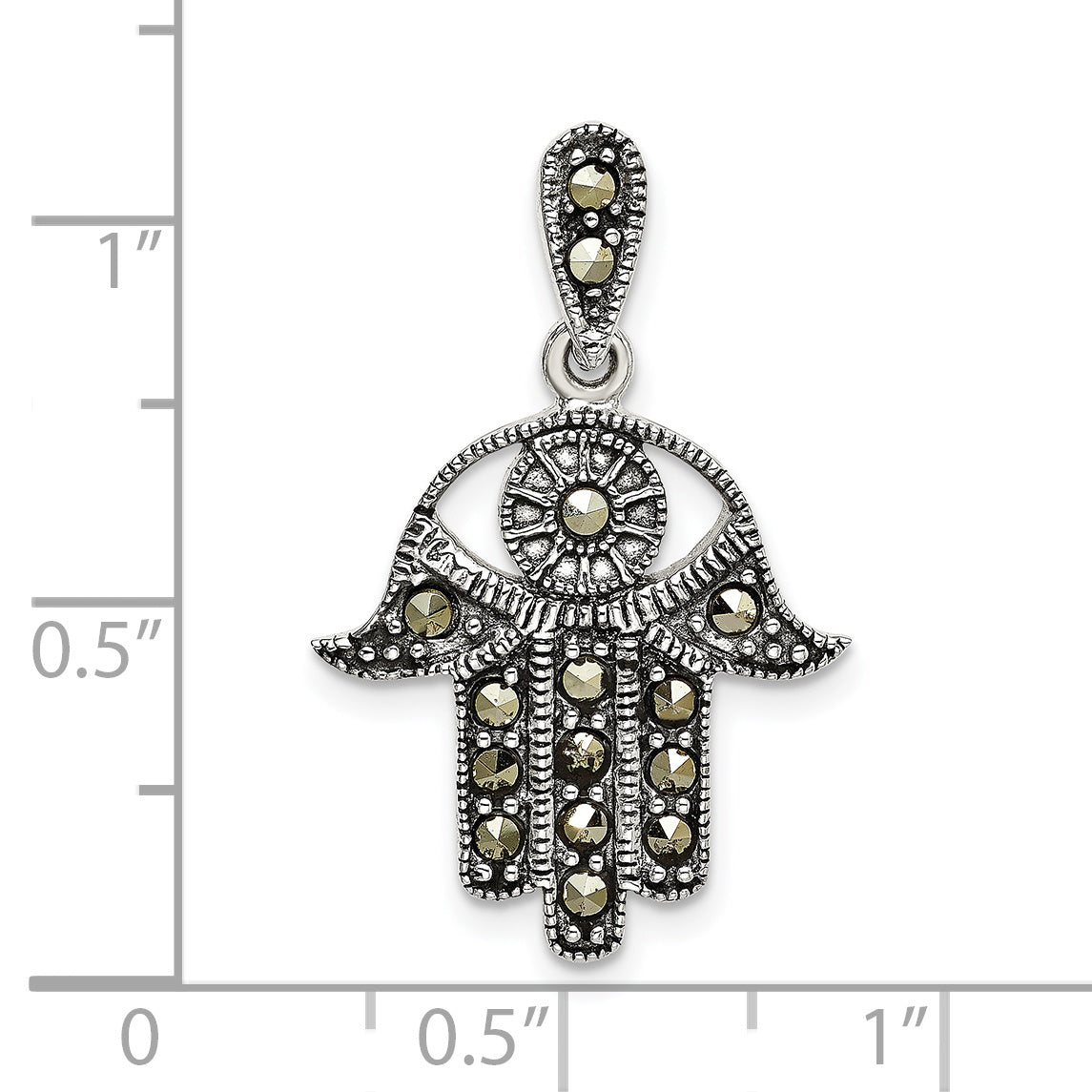 Sterling Silver Antiqued Marcasite Chamseh Pendant