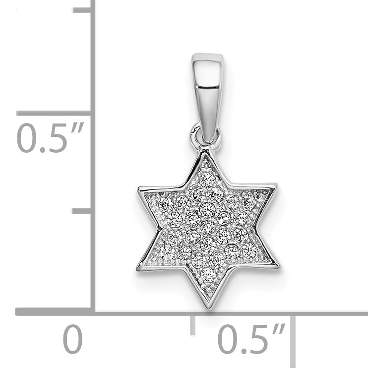 Sterling Silver Rhodium-Plated Cz Star Of David Pendant