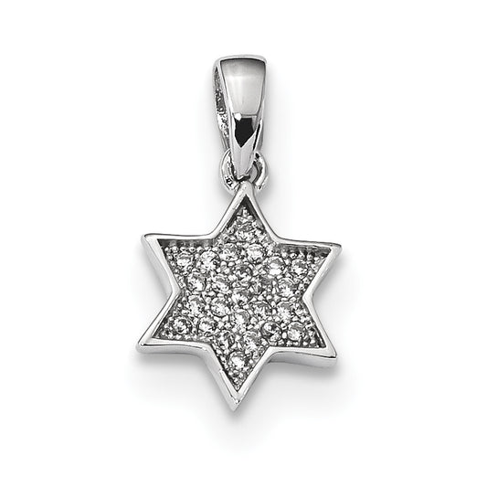 Sterling Silver Rhodium-Plated Cz Star Of David Pendant