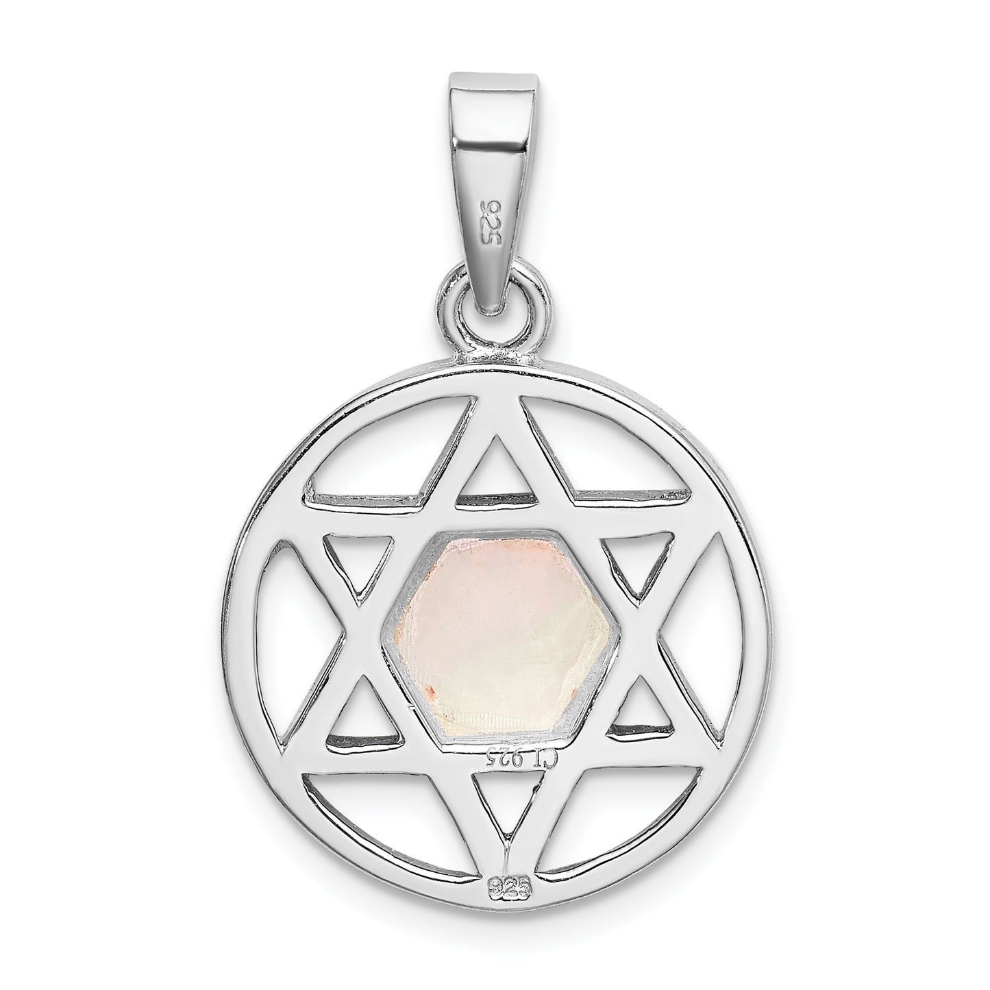 Sterling Silver Rhodium-Plated Mop Star Of David Pendant