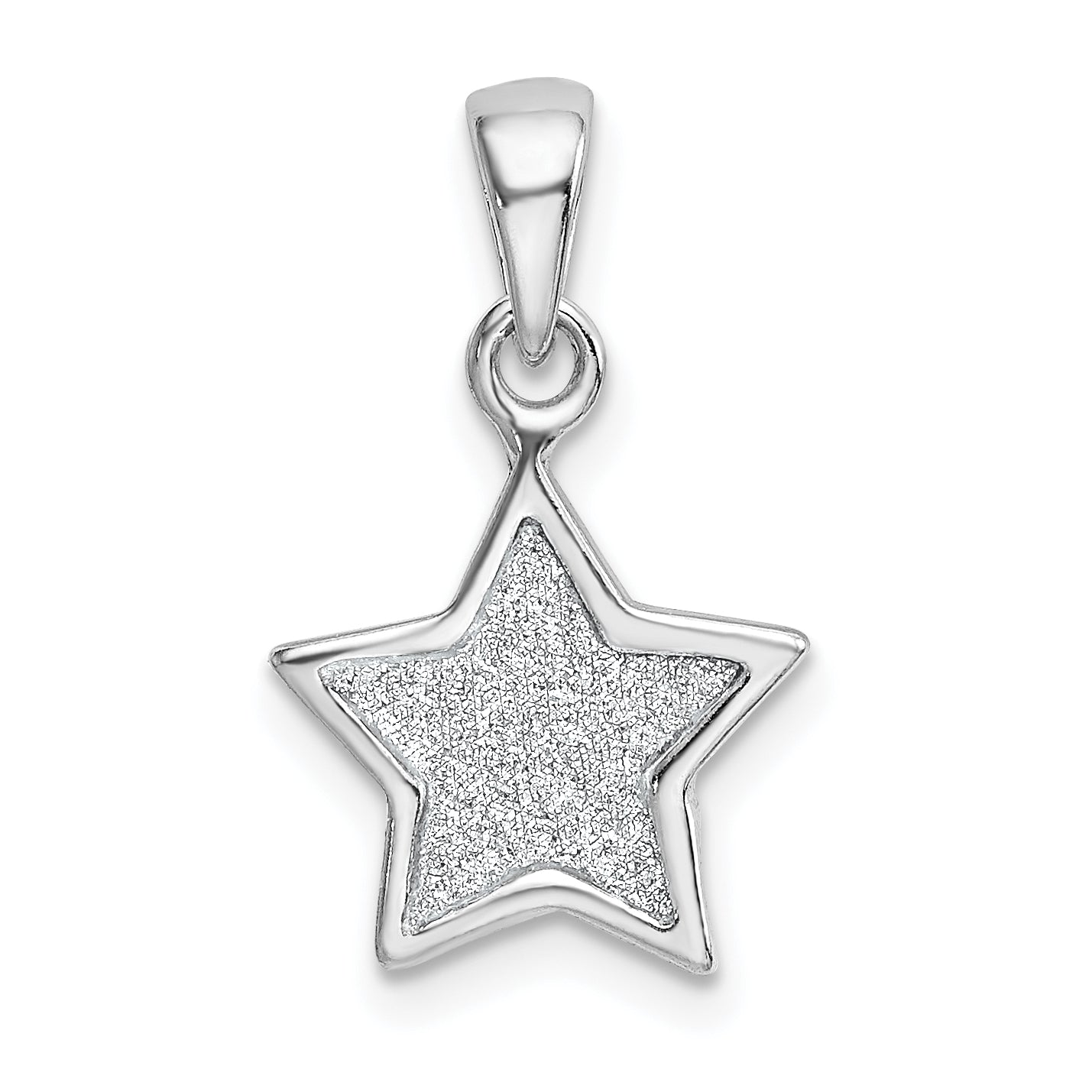 Sterling Silver Rhodium-Plated Glitter Enamel Fabric Star Pendant