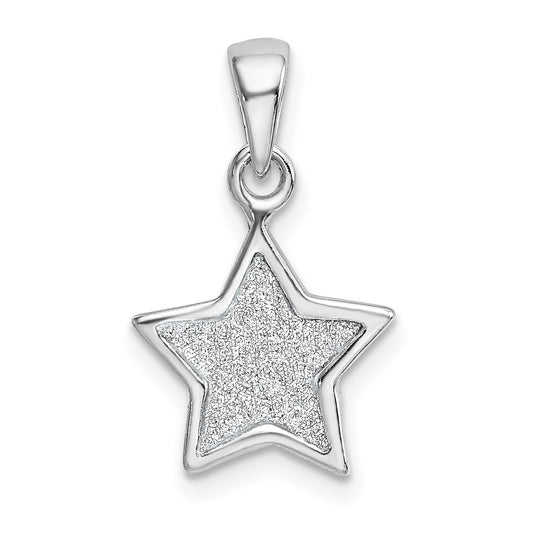 Sterling Silver Rhodium-Plated Glitter Enamel Fabric Star Pendant