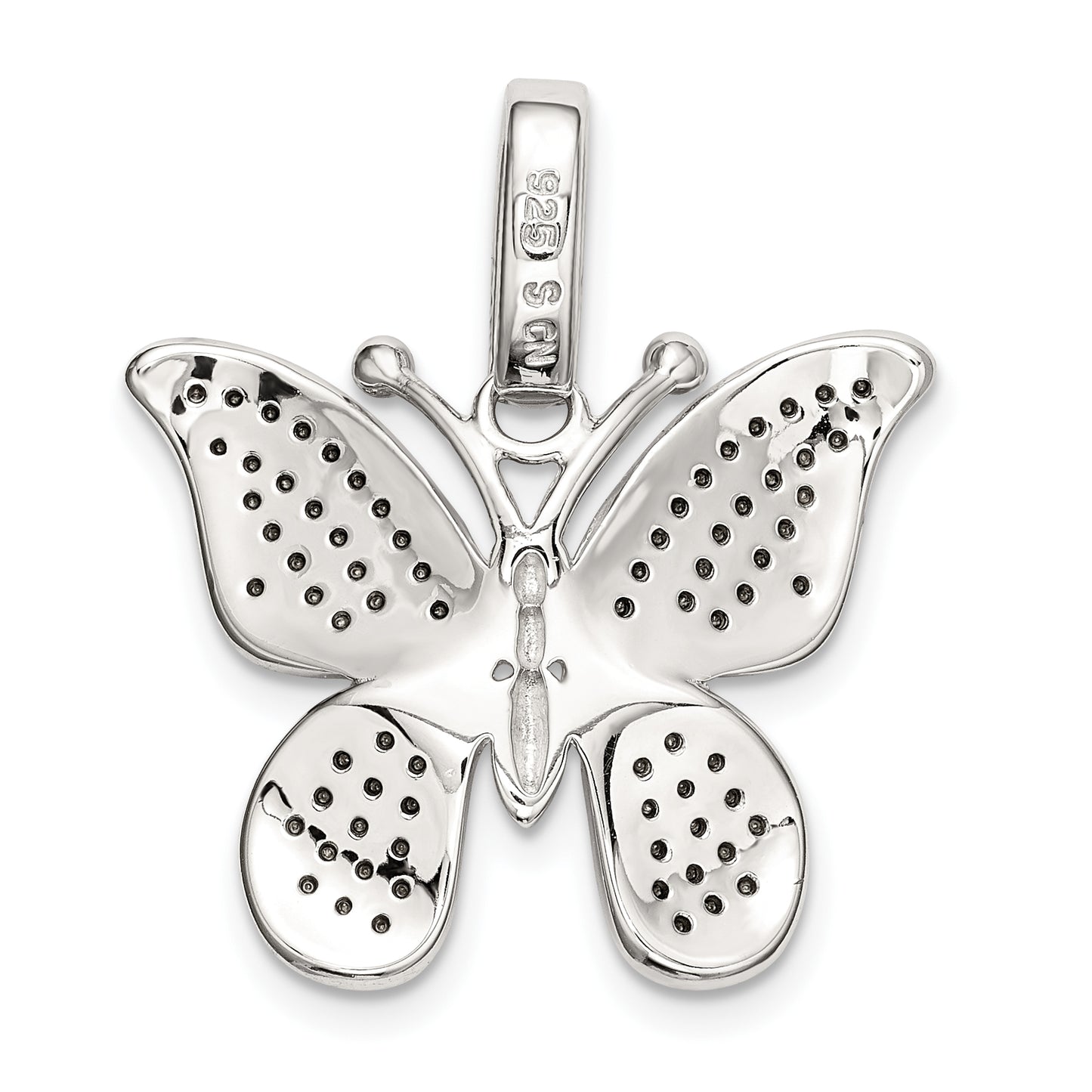 Sterling Silver Rhod-Plated Polished Preciosa Crystal Butterfly Pendant