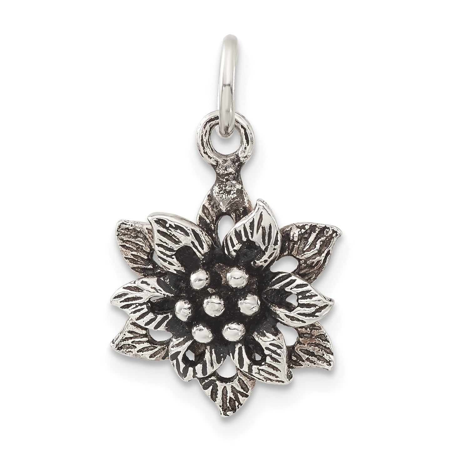 Sterling Silver Antiqued Flower Pendant