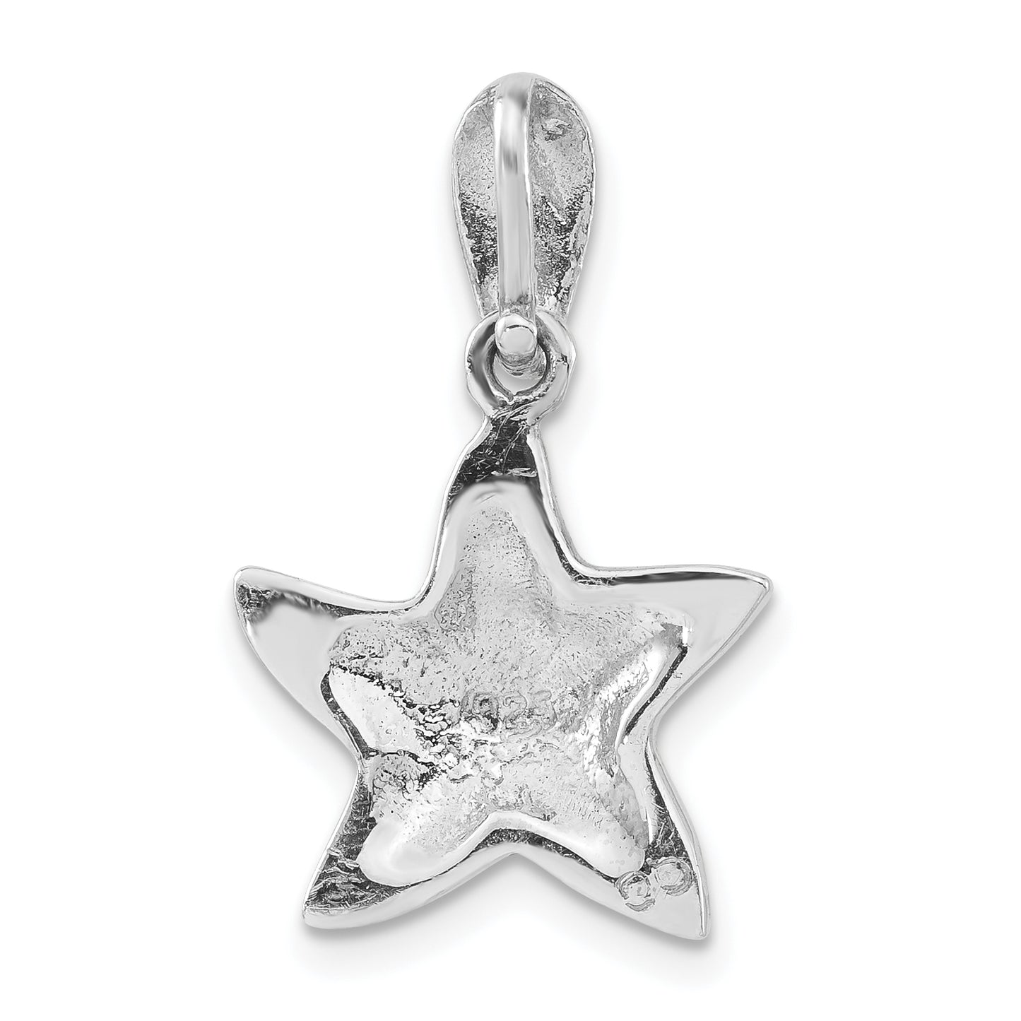 Sterling Silver Polished & Antiqued Blue Epoxy Marcasite Star Pendant