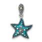 Sterling Silver Polished & Antiqued Blue Epoxy Marcasite Star Pendant